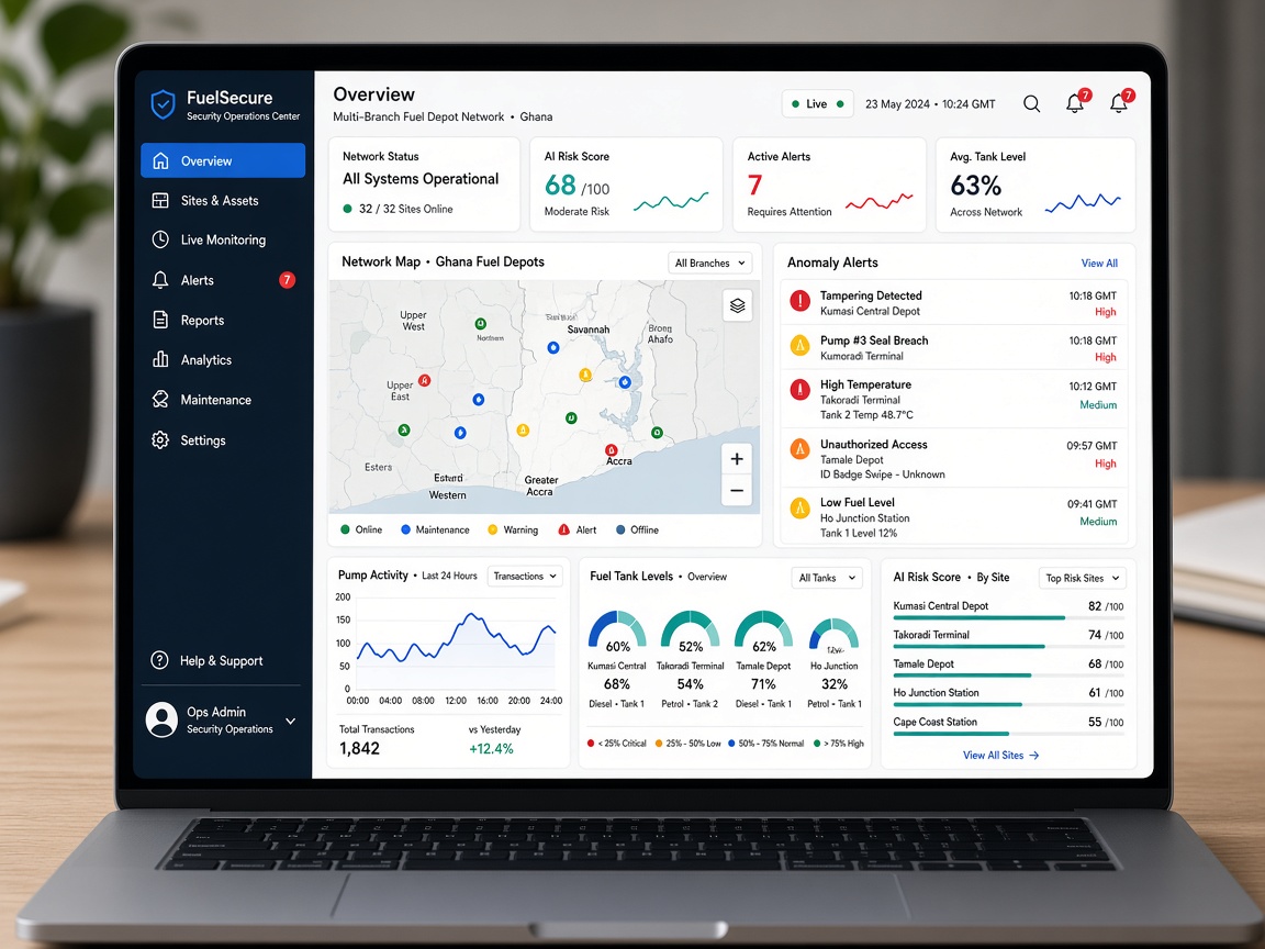 Multi-branch fuel security IoT operations dashboard