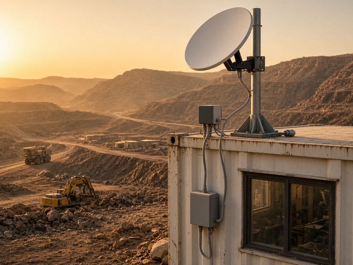 Starlink satellite dish installed at a remote mine site